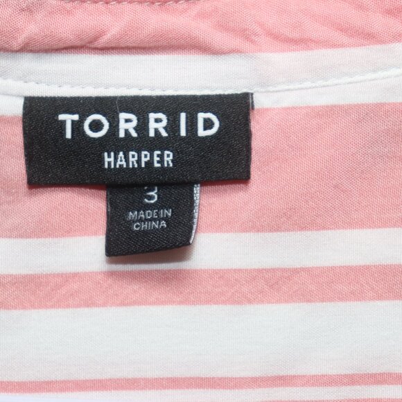 Torrid Harper Chambray Fit Pullover 3 4 Sleeve Blouse 3X - Picture 8 of 15